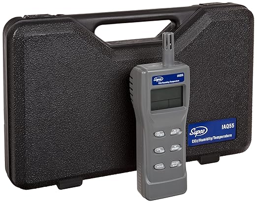 Supco IAQ55 Handheld Indoor Air Quality Monitor, 0 to 2000 ppm, 1 ppm Resolution, +/-75 ppm Accuracy