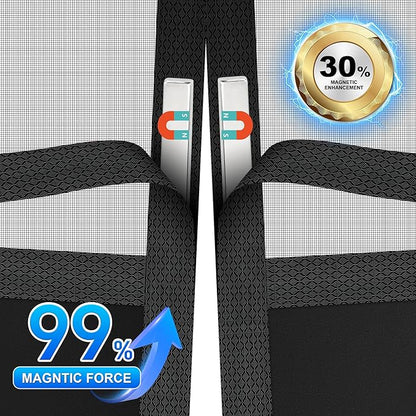 Magnetic Screen Door 72"x80" Blackout – Privacy Protection, Powerful Magnets, Heavy Duty Thicker 265g/㎡ Mesh, Easy Install, Self-Sealing, Pet Tested, Tie Backs, Screen Door Mesh
