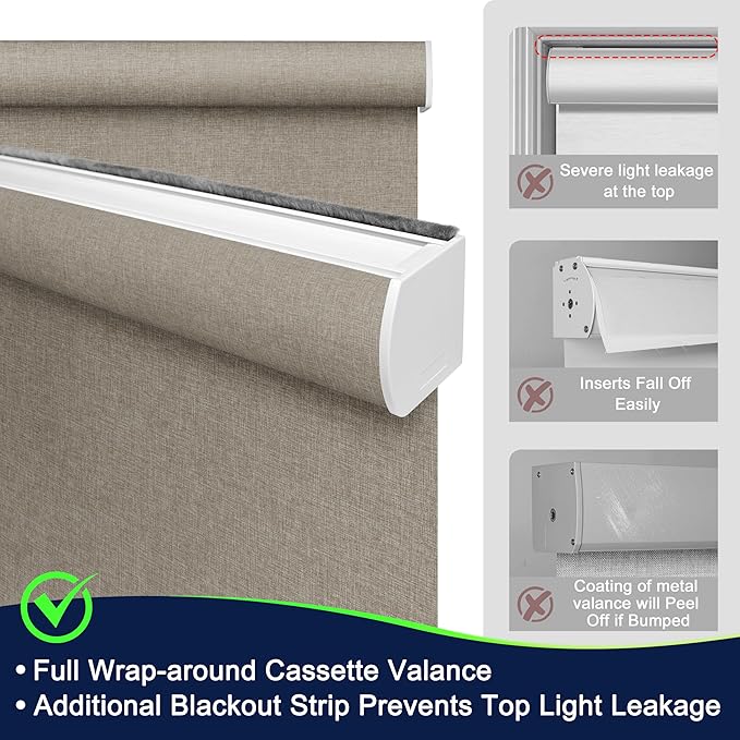 BERISSA Motorized Blinds with Remote,Light Filtering Smart Blinds for Windows,Linen Fabric,Remote Control,Thermal Insulated Automatic Blinds,Electric Blinds with USB/Solar Pannel.Linen Pink