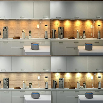 Smart Under Cabinet Lights Work with Alexa, Google,Siri, LED Light for Kitchen Shelf Counter Lighting with App, Voice Activated Dimmable and Linkable Warm to Cool White (3 Lights Bar Kit)