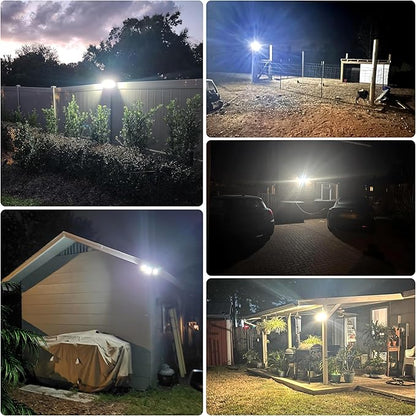 intelamp Solar Flood Lights Outdoor Waterproof, 6000mAh 1200LM Solar Powered Dual Motion Sensor LED Lighting Dusk to Dawn Security Floodlight Exterior with Remote for Outside Garden House Yard Porch