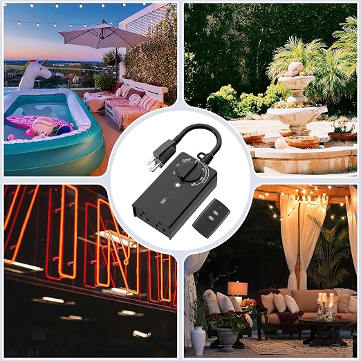 BN-LINK Outdoor Timer Outlet, Dusk+Countdown, 2 Grounded Outlets