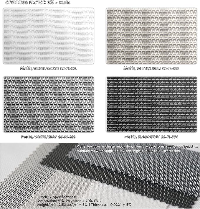 HILADUO Customized Solar Screen Roller Shade Blinds with Remote-Controlled Motorized Operation, Low Visibility, Made in The USA