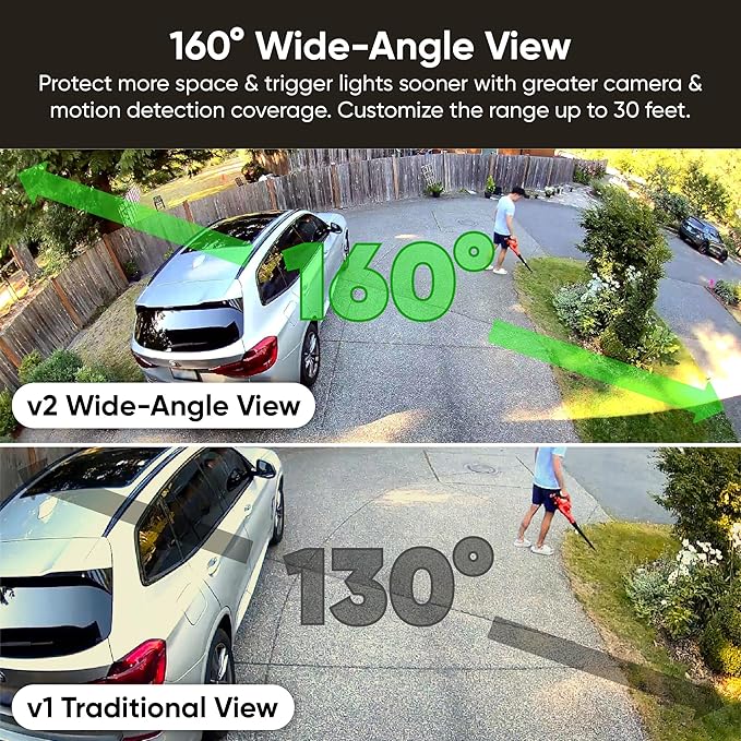 WYZE Floodlight Camera v2, Security Camera Outdoor, 2K HD with Color Night Vision, 2800-Lumen LEDs, 160° Wide View, 105dB Siren, Works with Alexa & Google Assistant, Wired-Black