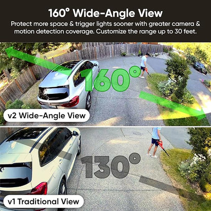 WYZE Floodlight Camera v2, Security Camera Outdoor, 2K HD with Color Night Vision, 2800-Lumen LEDs, 160° Wide View, 105dB Siren, Works with Alexa & Google Assistant, Wired-Black