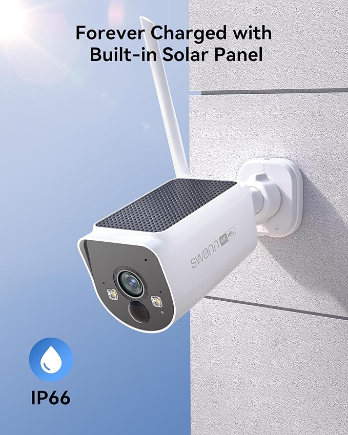 Swann MaxRanger4K Wireless Solar Security Add-On Camera, 4K UHD, 2000ft Long Range Wi-Fi, Color Night Vision,True Detect Alerts,2-Way Audio,Weatherproof,No Monthly Fee-SWNVW-MAXV2CAM