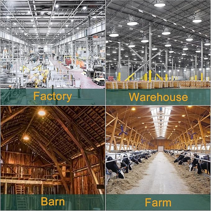 500W LED High Bay Light AC100-277V High Bay LED Light 5000K 75000LM UFO LED Lights with US Plug Suit for 30-60FT Height-𝟓𝐘𝐫𝐬 𝐖𝐚𝐫𝐫𝐚𝐧𝐭𝐲-3Pack