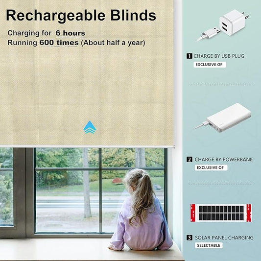 Aprilsmart Motorized Blinds with Remote,Light Filtering Motorized Roller Shades Work with Apple Homekit,Alexa,SmartThings,Google Home,Customize Blinds(Bouvardia Cream-64)