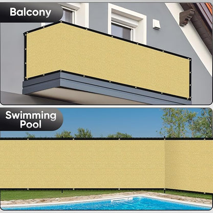 3'X100' Custom Size Privacy Screen Fence Heavy Duty Fencing Mesh Shade Net Cover for Wall Garden Yard Backyard Sand (We Make Customized)