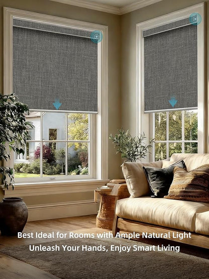 SmartWings Motorized Smart Blinds with Remote, Custom Automatic 100% Blackout Roller Shade Compatible with Alexa/Homekit/Google, Electric Smart Blinds for Indoor Windows, Vigor Dove