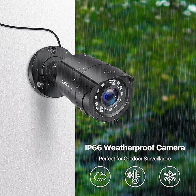 ZOSI HD-TVI Security Cameras: 4-Pack Bullet and 4-Pack Dome, 1080P 2MP 1920TVL, 80ft IR Night Vision, Indoor Outdoor Weatherproof for 4K/5MP/1080P CCTV DVR.