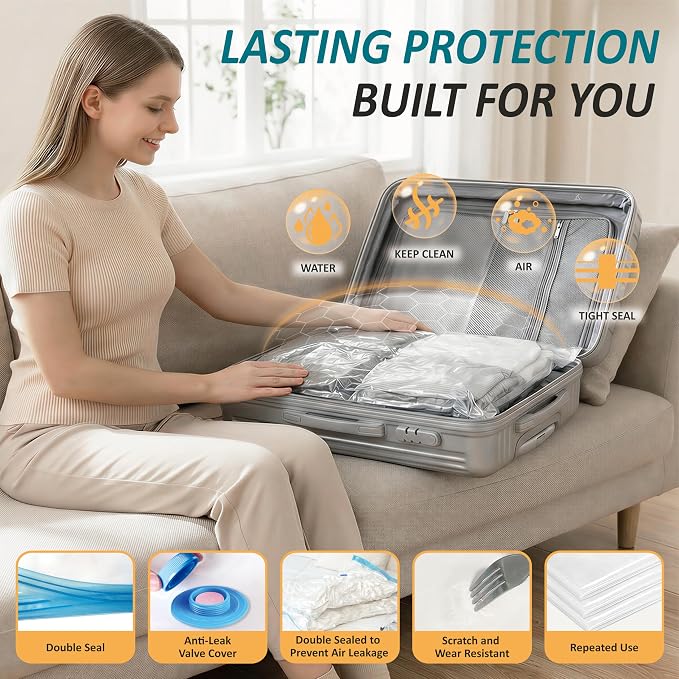 Vacuum Storage Bags with Hand Pump, Vacuum Seal Space Saver Bags,30 Combo | 80% Space-Saving Bags for Clothing, Blankets, Pillows, Bedding & Comforters; Multi-Size Variety Pack for Home & Travel