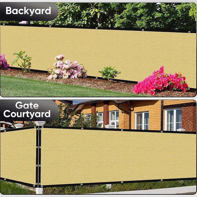 3'X27' Privacy Screen Fence 90% Blockage Heavy Duty Fencing Mesh Shade Net Cover for Wall Garden Yard Backyard Sand (We Make Customized)