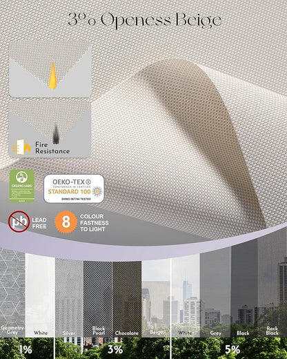 Graywind Motorized Roller Shades Compatible with Alexa Google Hardwired WiFi Smart Light Filtering Blind Remote Automated Blinds Electric Window Shade, Custom Size (3% Openness Beige)