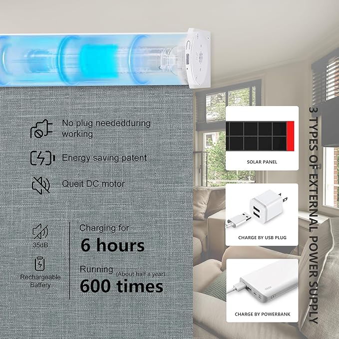Bringnox Motorized Blinds with Remote,100% Blackout Smart Roller Blinds Compatible with Google Home and Alexa Via HUB,and Motorized Window Blinds Customized