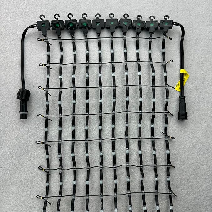DC12V 25mm Pitch Black Wire Addressable RGB Smart LED Pebble/Seed Flexible Matrix Grid Screen Lights P67 10 Pixels(25cm) Wide(10 Pixel X 80 Pixel)