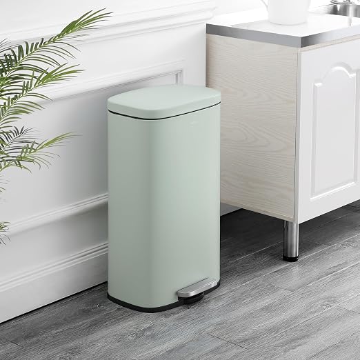 happimess Curtis 8 Gal Step Trash Can Soft Close 25", Pistachio Gelato