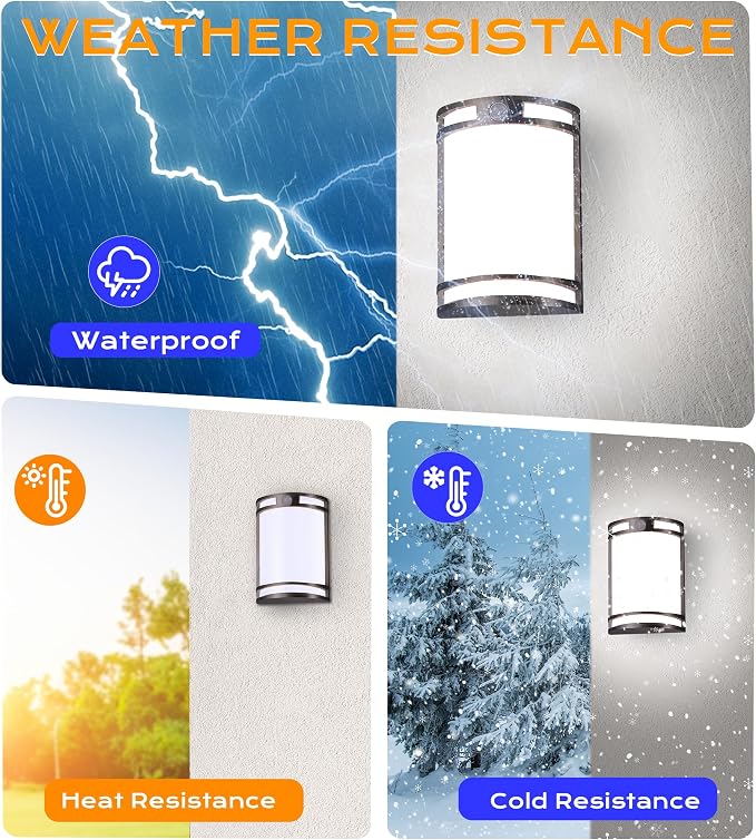 CLOUDY BAY Indoor/Outdoor Motion Sensor LED Wall Light,120V 15W 1000LM Porch Light,3000K/4000K/5000K Selectable,Wet Location,Brushed Nickel