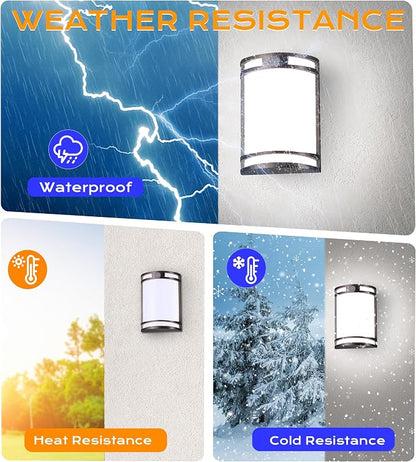 CLOUDY BAY Indoor/Outdoor Motion Sensor LED Wall Light,120V 15W 1000LM Porch Light,3000K/4000K/5000K Selectable,Wet Location,Brushed Nickel