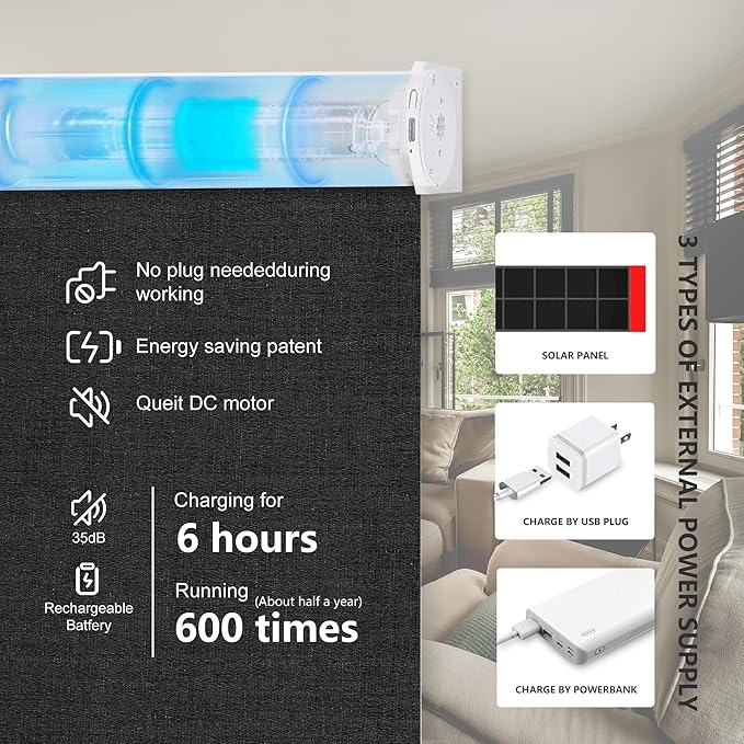 Bringnox Motorized Blinds with Remote,100% Blackout Smart Roller Blinds Compatible with Apple Homekit Google Home and Alexa Via HUB,and Customized (Crimp Basalt-24)