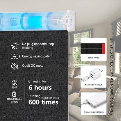 Bringnox Motorized Blinds with Remote,100% Blackout Smart Roller Blinds Compatible with Apple Homekit Google Home and Alexa Via HUB,and Customized (Crimp Basalt-24)