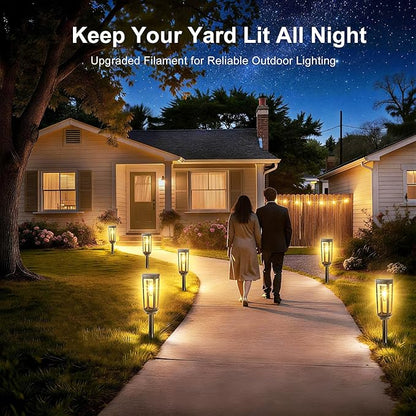 Solar Pathway Lights Outdoor Waterproof IP65, 4 Pack Warm White Solar Walkway Lights, Auto On/Off Outdoor Light for Lawn Garden Patio Driveway Decor Landscape Lighting