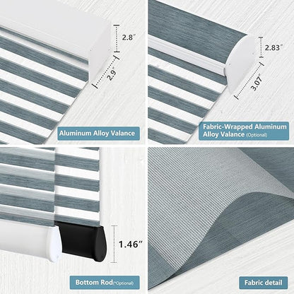 Bringnox Smart Motorized Zebra Roller Blinds - 85% Blackout, Remote Control, Works with HomeKit, Google Home & Alexa via Hub, Custom Size
