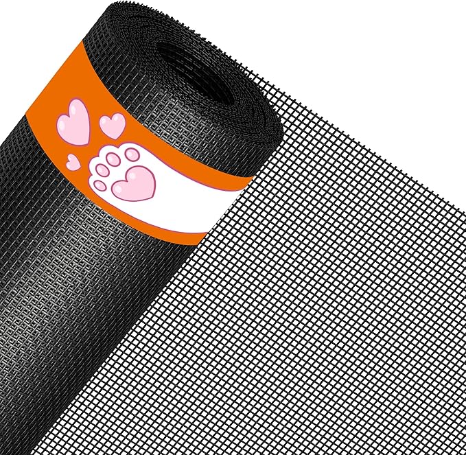 MAGZO Pet Proof Window&Door Screen Roll, 36" W x 100', Best Vinyl Coated Polyester Dog Cat Resistant Heavy Duty, Mesh Net Netting Curtain Wire Replacement Repair Kit for Patio/Porch/Sliding, Black