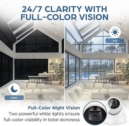 4K PoE Turret Dome Camera (8MP STARVIS) with Microphone, Smart Dual-Light 100ft Color Night Vision, IP67 Weatherproof Indoor/Outdoor, 110° Wide Angle 2.8mm Lens, NDAA Compliant IP Camera