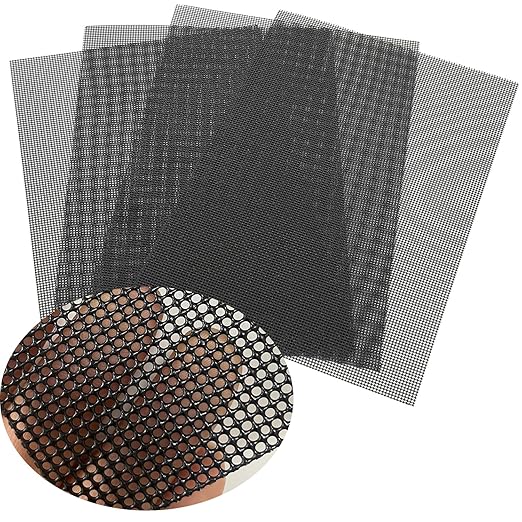 Stainless Steel Mesh Screen, 4 Pack 12 Mesh Hard 304 PVC Coated Stainless Steel Wire Screen for Vent, Cage, Cabinets, Security Guard, Garden (30 X 21CM)