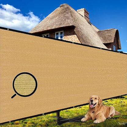 Shade&Beyond 3' X 16' Fence Privacy Screen Heavy Duty 170 GSM Fencing Mesh Shade Net Cover for Wall Garden Back Yard Outdoor Home Decoration, Sand