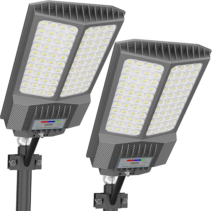 2026 New Solar Street Light, Solar Street Lights Outdoor Waterproof Dusk to Dawn 7000K LED Security Flood Light with Motion Sensor and Remote Control for Pathway, Entryway & Yard