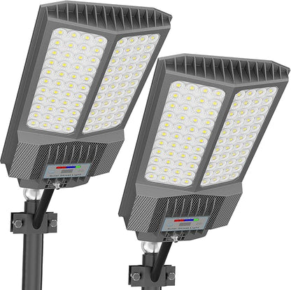 2026 New Solar Street Light, Solar Street Lights Outdoor Waterproof Dusk to Dawn 7000K LED Security Flood Light with Motion Sensor and Remote Control for Pathway, Entryway & Yard