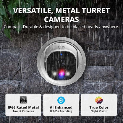 Defender AI Powered Sentinel Pro Turret 16CH NVR PoE Security Camera System, 16pc Metal Turret Cameras, 109° Wide Angle, IP66 Rated, Audio Recording, Web Viewing, 2TB HDD, Works w/Empower App
