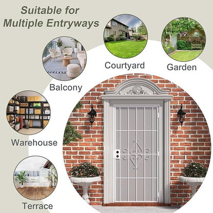 JUBEST 36 in. x 80 in. Security Screen Door, Reversible Powder Coated White Surface Mount Outswing Steel Security Door with Expanded Metal Screen, Prehung Steel Exterior Doors, Durable&Safe
