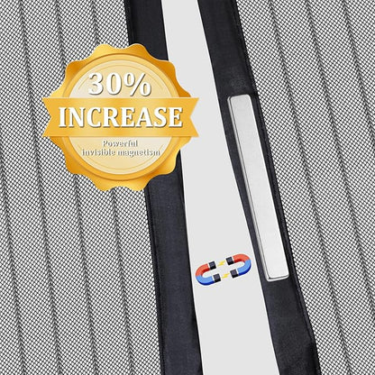 Magnetic Screen Door - Self Sealing, Heavy Duty, Hands Free Mesh Partition Keeps Bugs Out Let Breeze in- Pet and Kid Friendly - Keep Open Feature (Black, Fit Door Size 32 x 78 Inch)