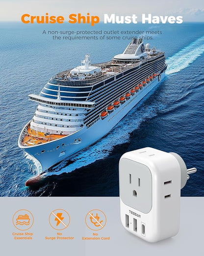 TESSAN Israel Adapter Plug, 2 Pack, Type H Travel Adaptor