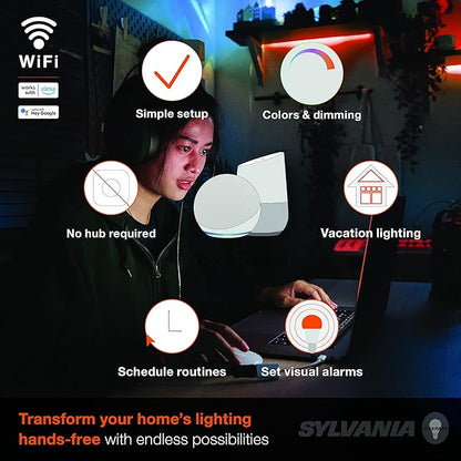 SYLVANIA Smart LED WiFi Full Color Light Strip, 6.5 ft, Dimmable, Compatible with Alexa and Google Home Only - 1 Pack (75704)