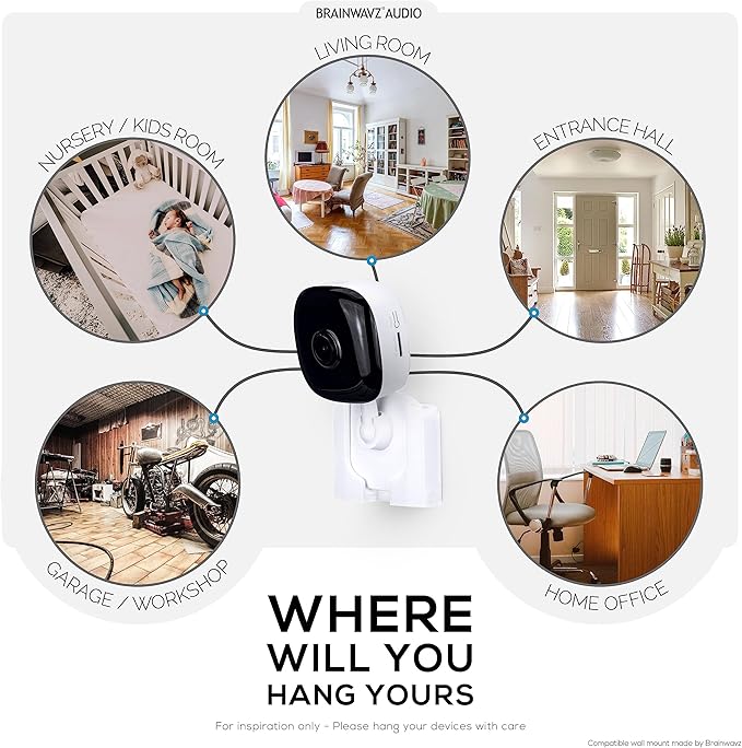 Wall Mount for Kasa KC100, KC105, EC60 (2 Pack), Adhesive Holder for TP Link Smart Spot Camera, Installs in Minutes, No Mess Hanger Bracket by Brainwavz (White)