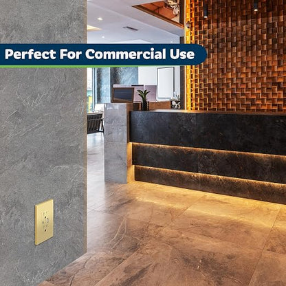 TOPGREENER USB Outlet, 4.2A Type C & Type A Wall Outlet, Gold, 2 Pack | 15 Amp Tamper Resistant Receptacle Plug, Charging Power Outlet with USB Ports, USB Receptacle, UL Listed, Wall Plate Included