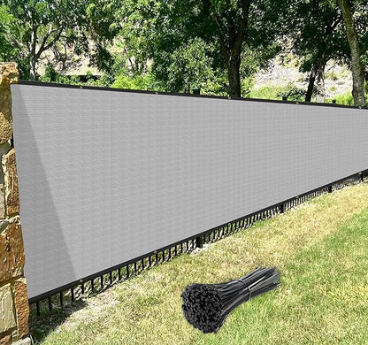 Windscreen4less Privacy Fence Screen Heavy Duty Windscreen Fencing Mesh Fabric Shade Net Cover with Brass Grommtes for Outdoor Wall Garden Yard Pool Deck, 6'x35' Light Gray