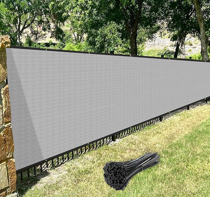 WINDSCREEN4LESS 6' x 21' Privacy Fence Screen in Light Grey for Chain Link Fence W/ Brass Grommet Windscreen Outdoor Backyard Mesh Fencing Cover Netting 150GSM Fabric W/ Zip Ties - Custom Size