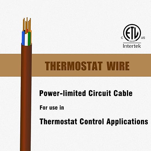 Thermostat Wire 18/6 18 Gauge 6 Conductor ETL 18-6 25 Feet Brown (18-6 Brown, 25Feet（7.5 Meter）)