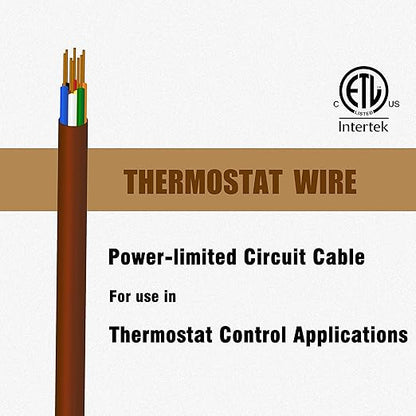 Thermostat Wire 18/8 18 Gauge 8 Conductor ETL 18-8 25 Feet Brown (18-8 Brown, 25Feet（7.5 Meter）)