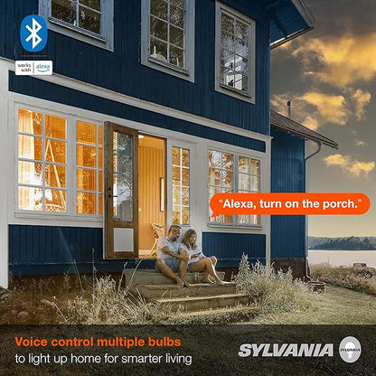 SYLVANIA SMART+ Bluetooth Mesh 60W Equivalent BR30 LED Light Bulb, Dimmable Soft White, Compatible with Alexa, 2 Pack