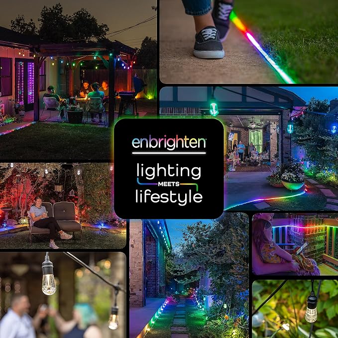 Enbrighten Landscape Lighting, 50ft, 6 Lights, Smart | Color Changing LEDs, Waterproof, Plastic Stakes, 10ft Spacing for Flexible Install, All-in-One Garden & Path Lighting Kit